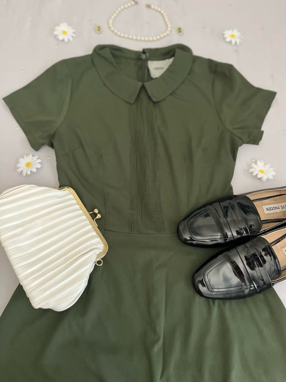 Olive Green Collar Dress 💚